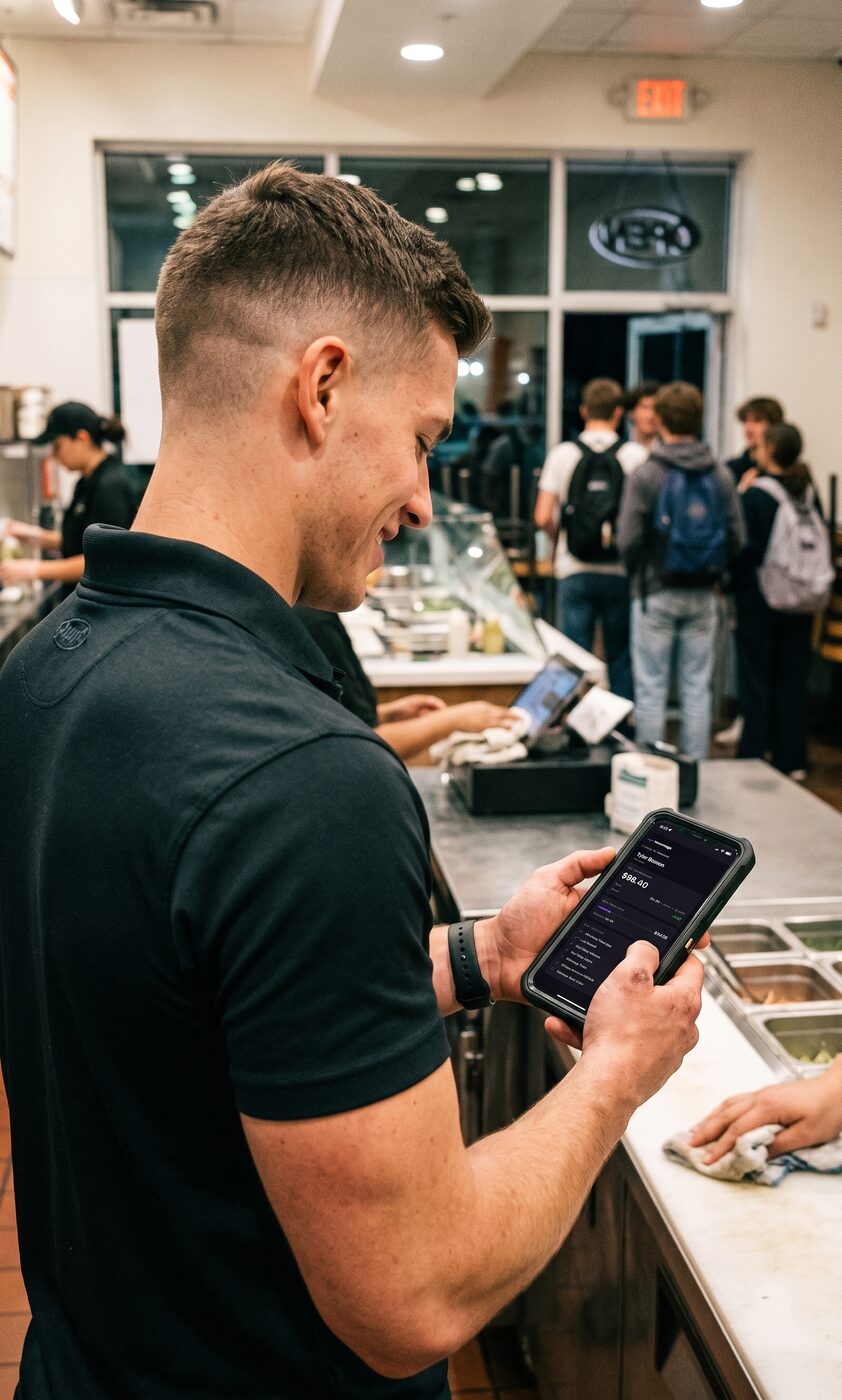 Manager on a phone